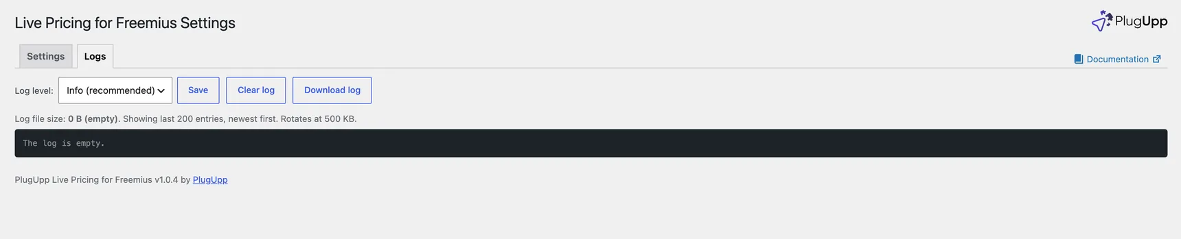 The Logs tab, showing fetches and a webhook delivery